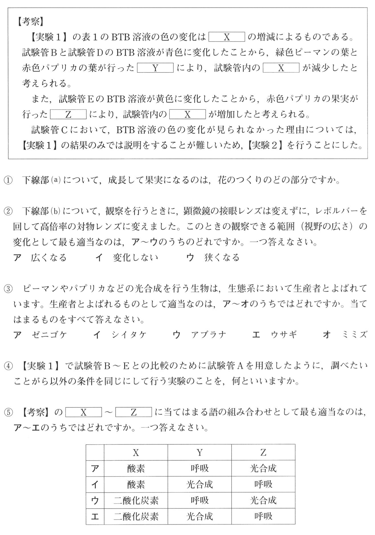岡山県公立高校入試理科2022年(令和4年)過去問題