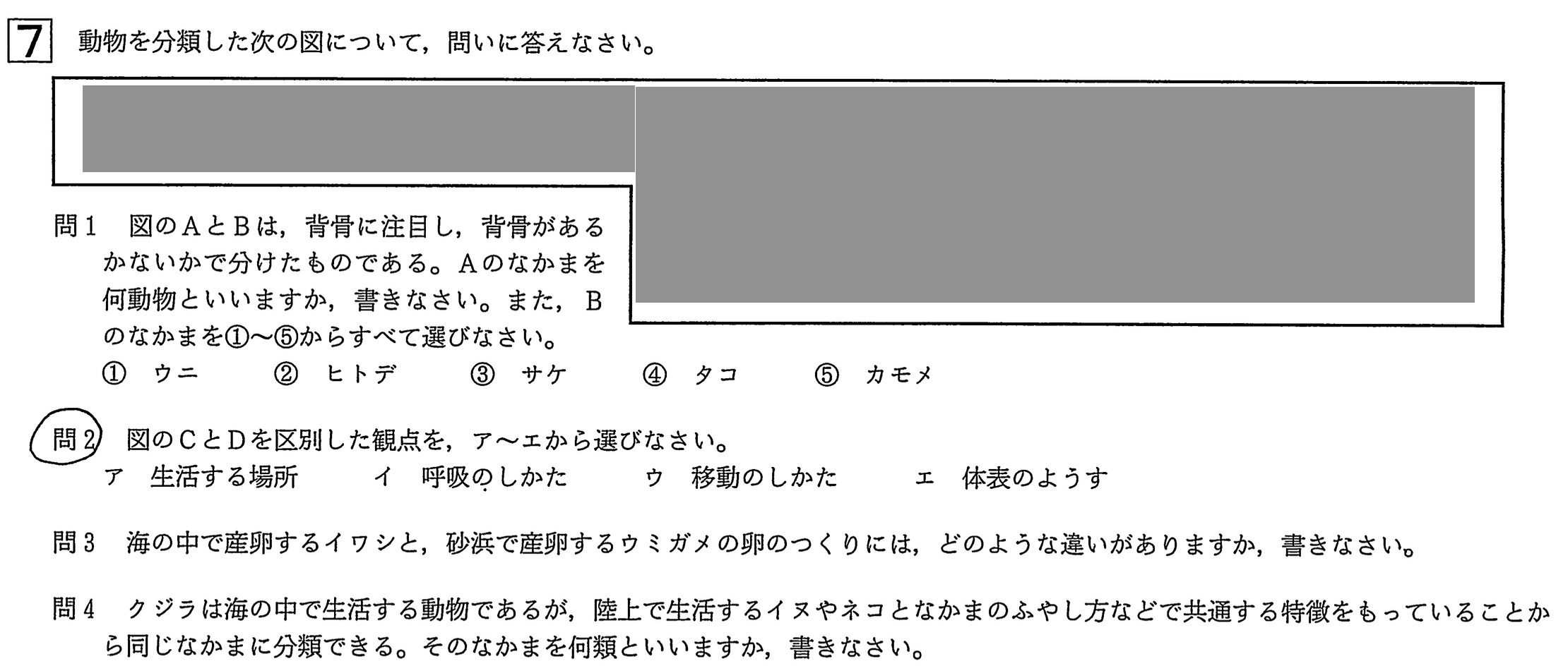 中学3年北海道学力テスト総合A「理科」(2022、令和4年)問題