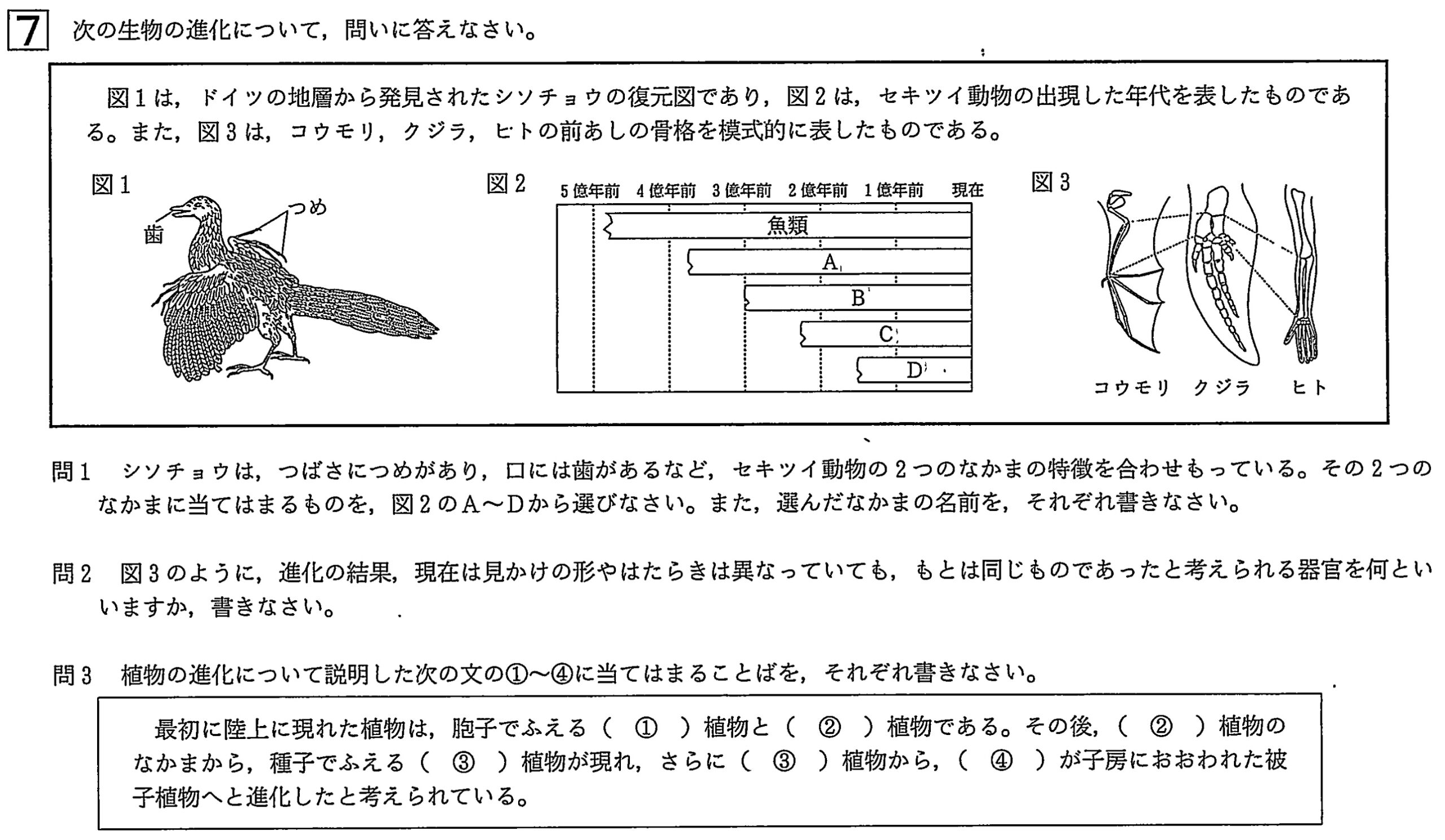 中学3年北海道学力テスト総合B「理科」(2024年、令和6年)問題